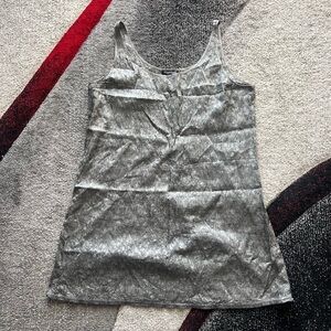 Eileen Fisher Silk Metallic Crushed Gray Tunic Tank